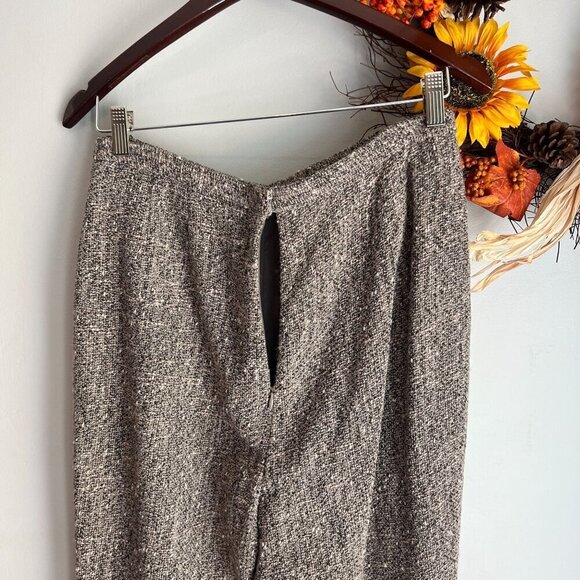 Lafayette 148 Sz 10/12 Belted Leather Blazer Pant Set Tweed Wool Blend - Picture 6 of 16